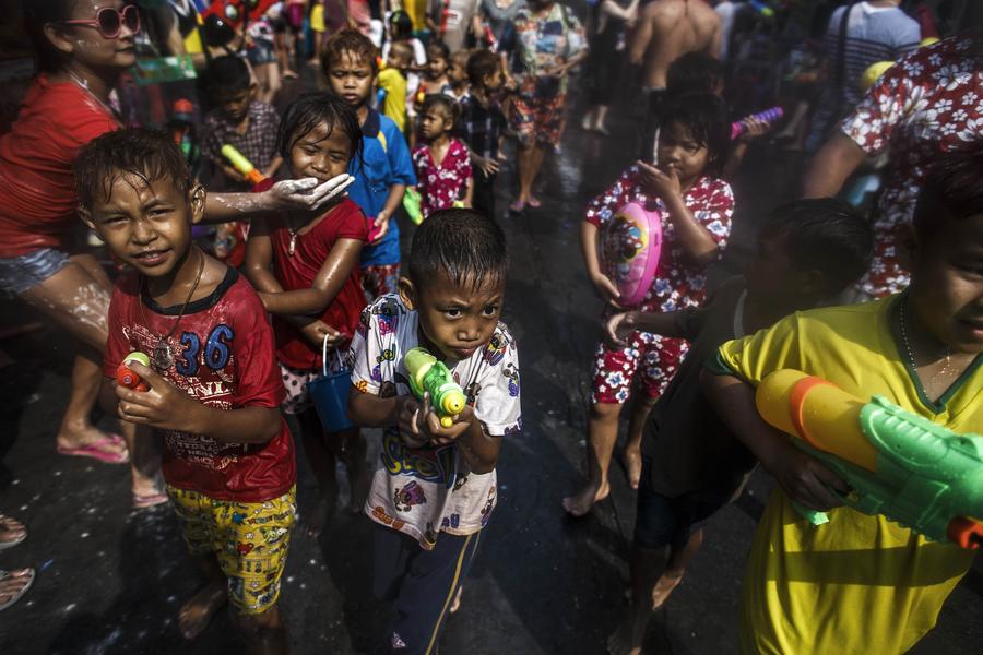 Songkran water festival celebrated in Thailand