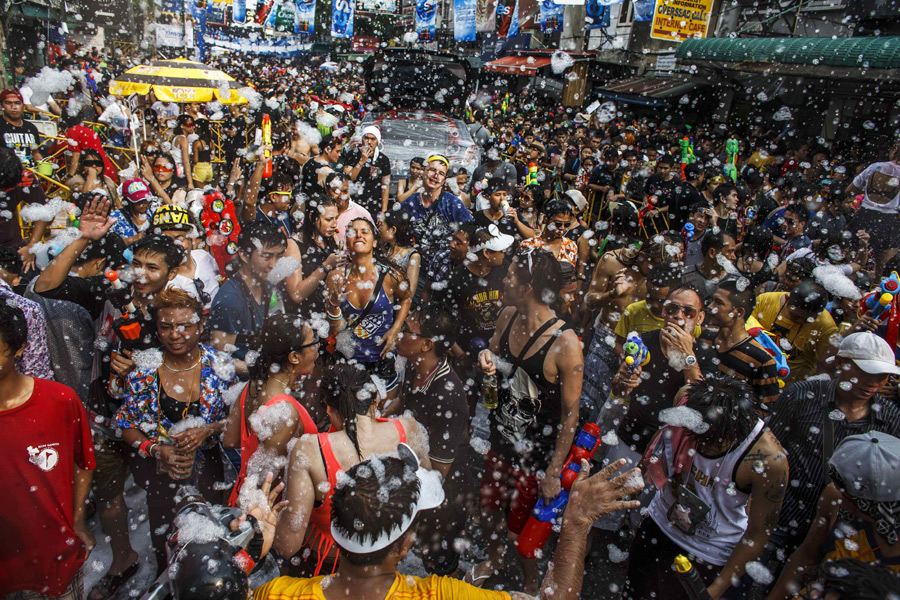 Songkran water festival celebrated in Thailand