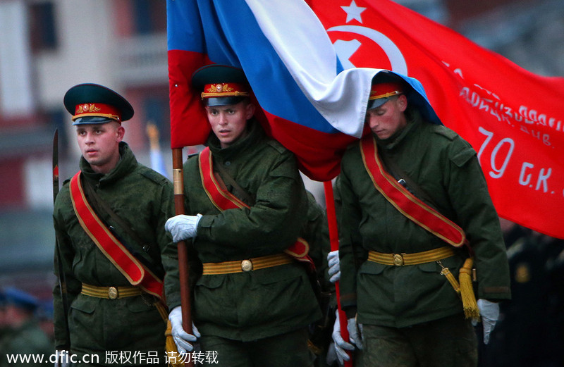 Night rehearsal at Red Square for Russia's Victory Day