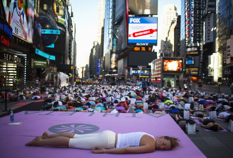 Yogis shine in Times Square