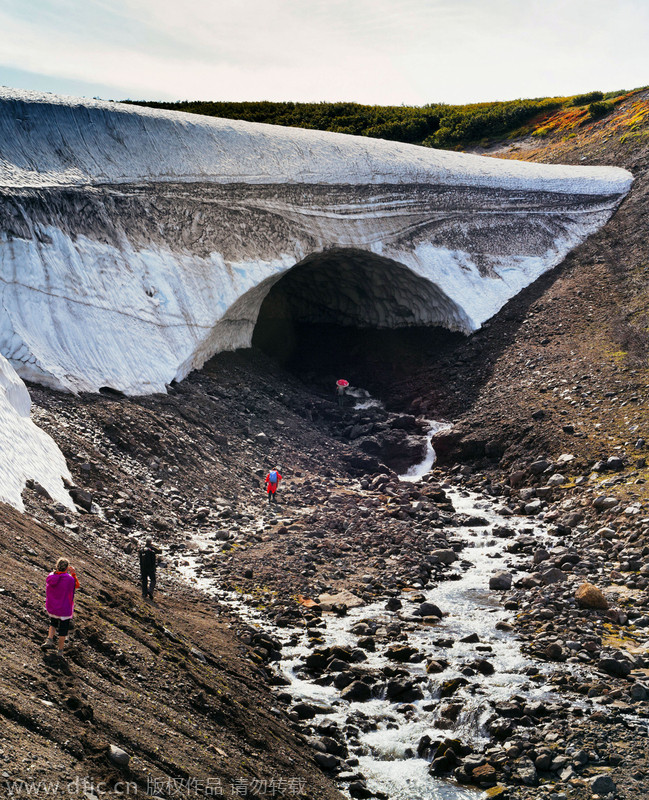 Dazzling melting ice cave