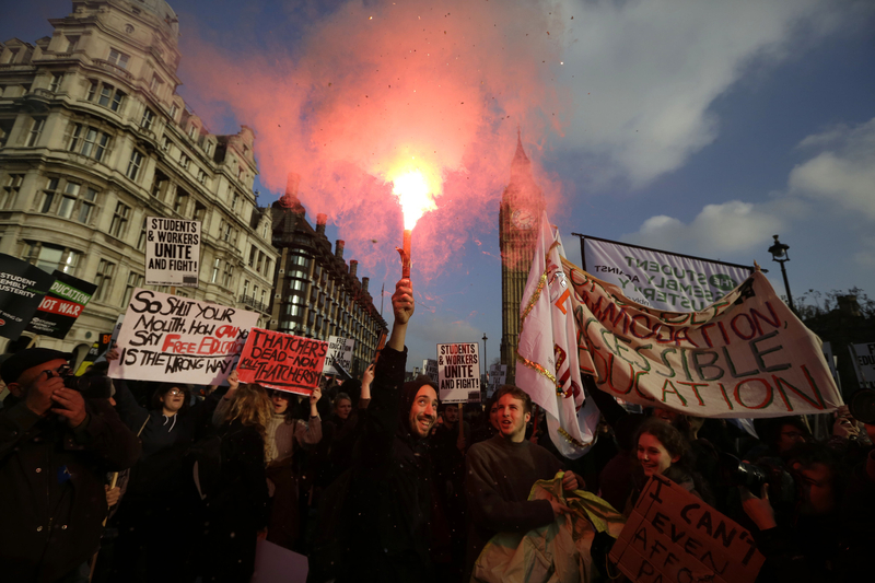 Protest against university tuition turns violent in London