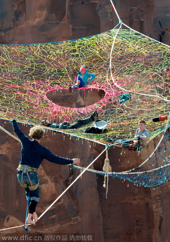 Daredevils run, jump and hurl themselves into 400ft canyons