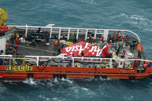 Indonesian search team raises tail of crashed AirAsia plane