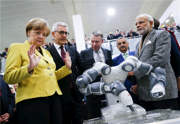 Merkel, Modi visit Hanover Messe