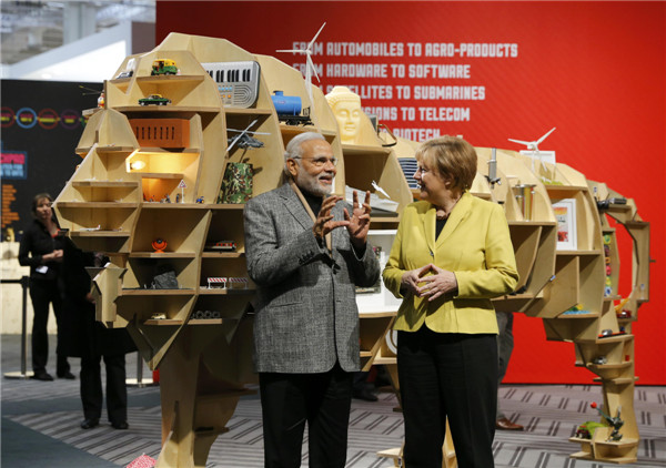 Merkel, Modi visit Hanover Messe