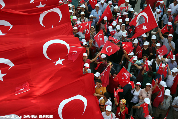 Turkish national flag waves against terrorism