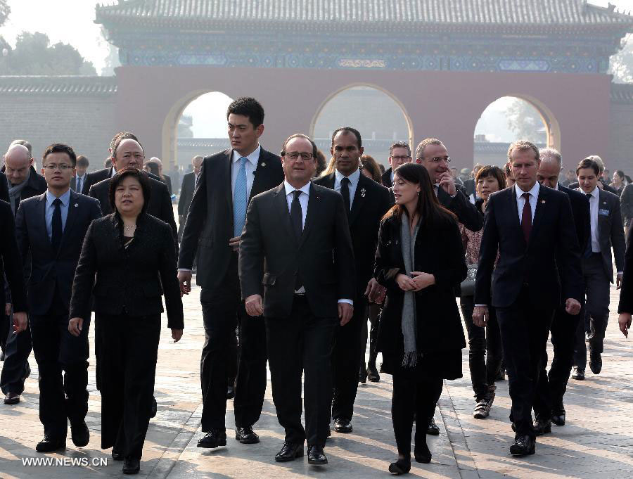 French President Francois Hollande visits Temple of Heaven