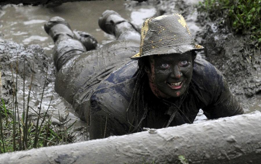 Brave competitors swamp in Christmas mud run