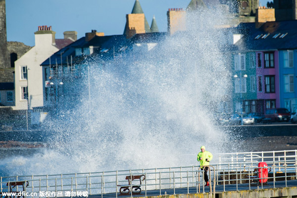 Rough waters on West Wales sea front