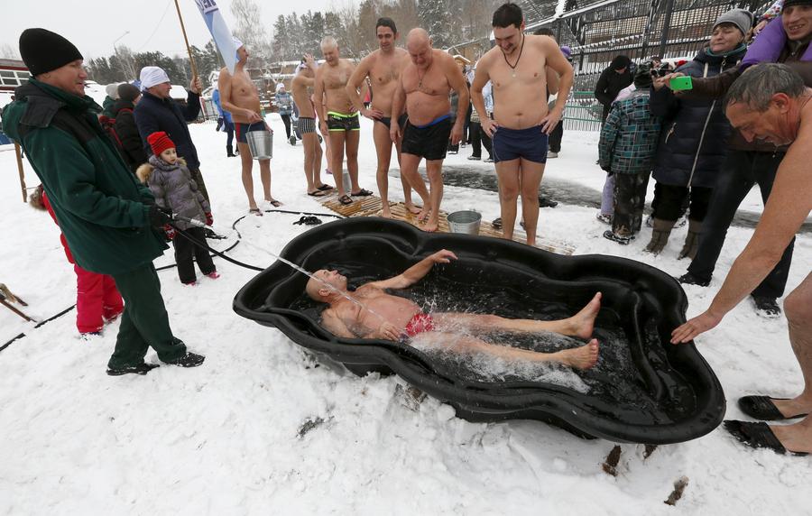 Winter swimming in Siberia