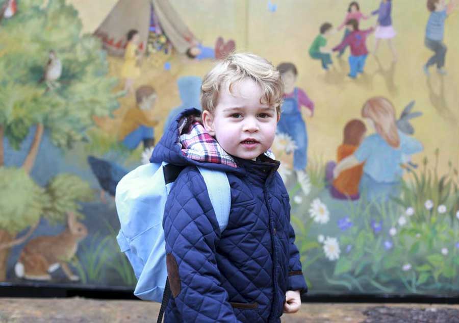 Britain's Prince George on his first day at nursery school