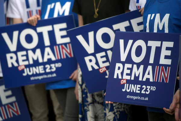 Betting odds indicate 79 pct probability of a British vote to stay in the EU