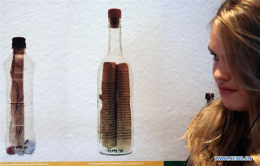 Drift bottles displayed in German museum