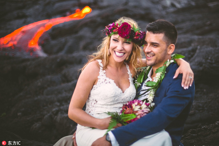 A 'red wedding' in front of flowing lava