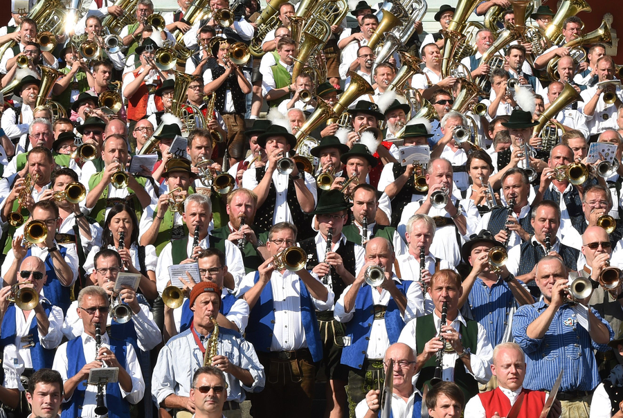 Dancing and drinking during 2016 Munich Oktoberfest