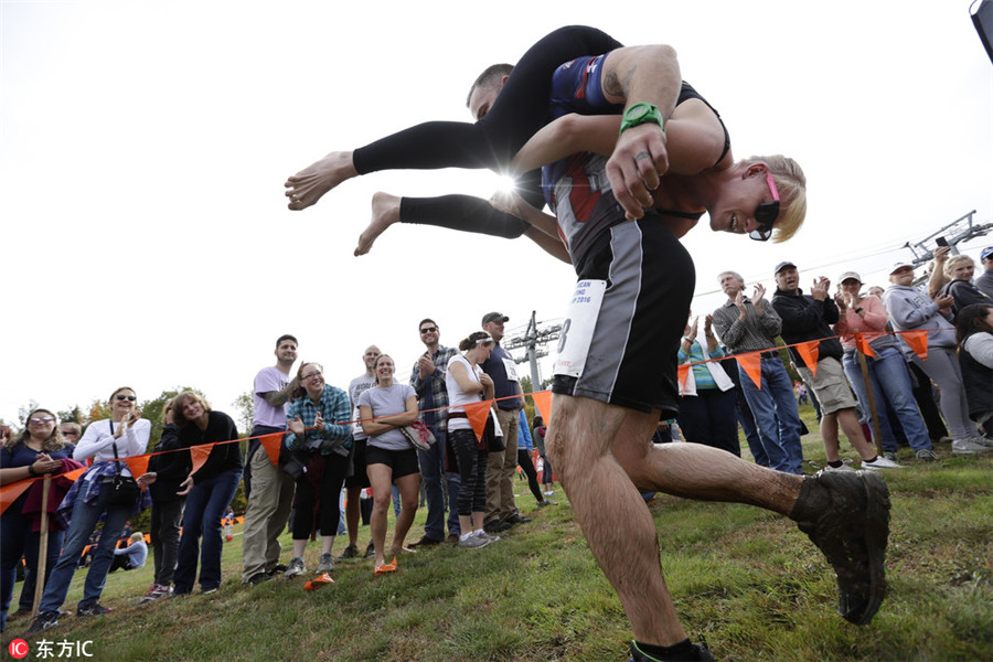 On men's shoulders: America's wife carrying champs