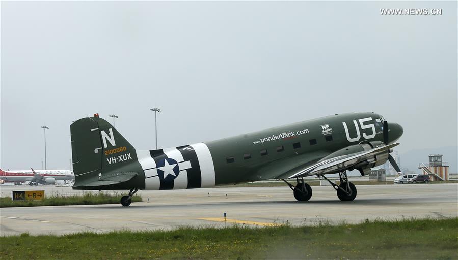 'Flying Tigers' transport plane arrives in Kunming