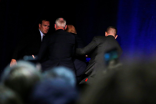 Donald Trump rushed off stage in Nevada amid disturbance