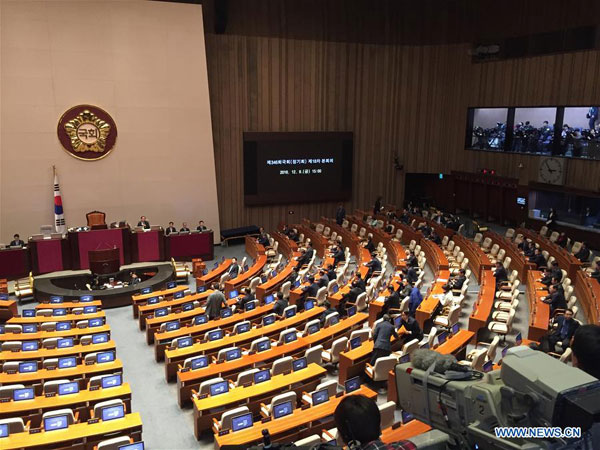 A bill to impeach South Korean President Park Geun-hye passed