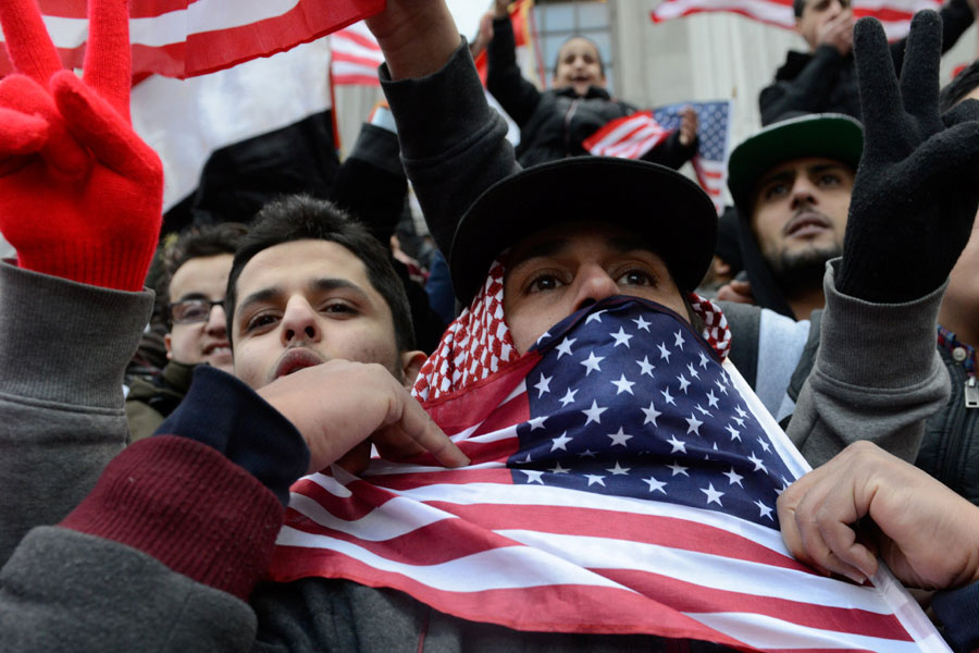 US Muslims protest against Donald Trump's travel ban