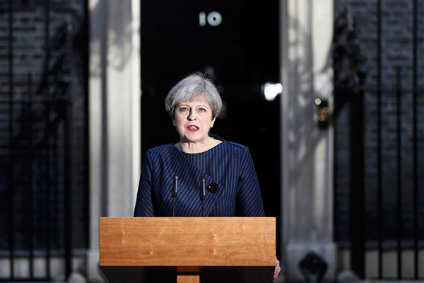 British PM May calls for early election to strengthen Brexit hand