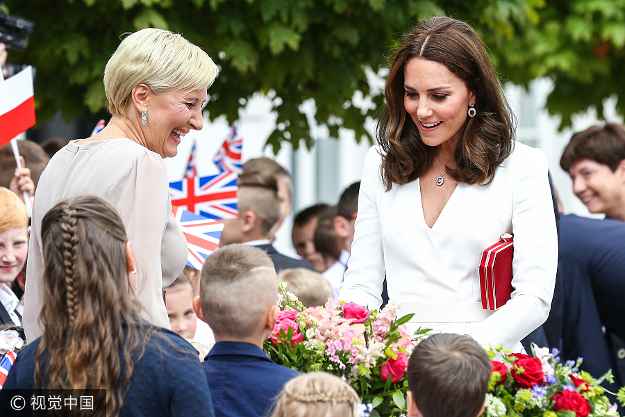 Duchess of Cambridge visits Adam Mickiewicz Monument in Poland