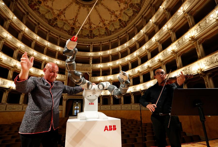 YuMi the robot conducts Verdi with Italian orchestra