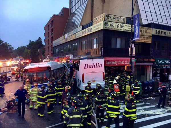 Bus collision kills 3, injures 16 in New York