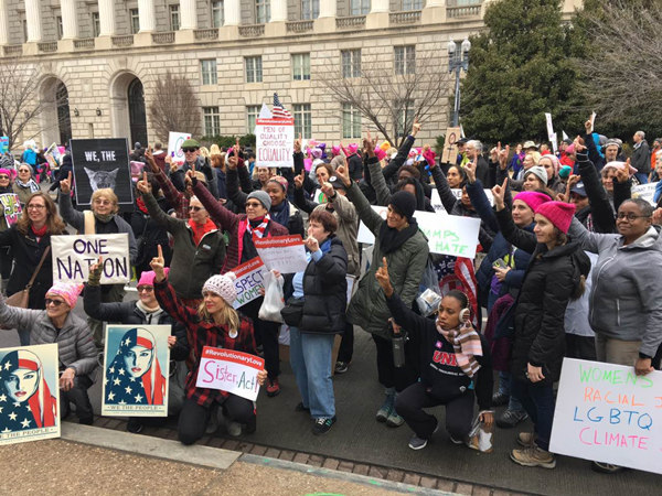 Women marchers pour down streets of Washington