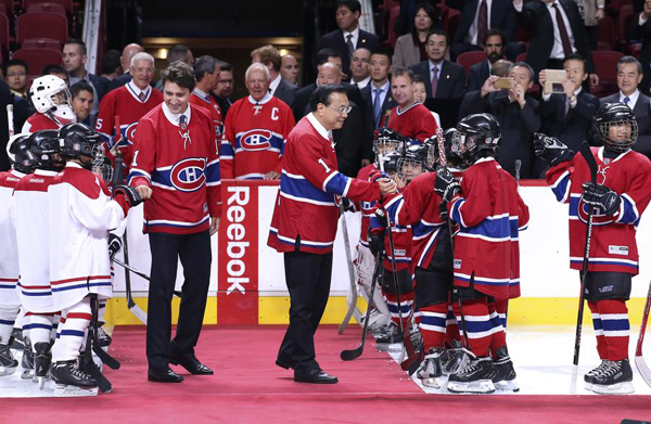 Chinese premier takes to ice with Montreal Canadiens