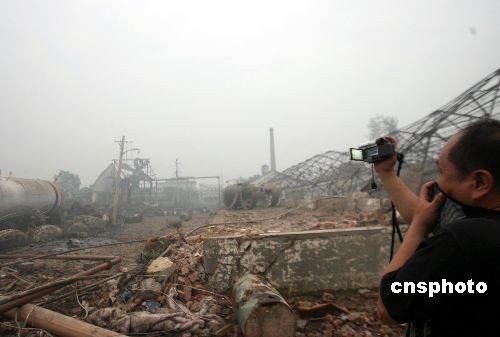 河南偃师化工厂爆炸 40公里内有震感(组图)